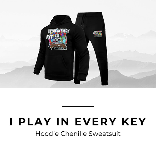 I Play In Every Key Embroidered Chenille Patch Hoodie Sweatsuit