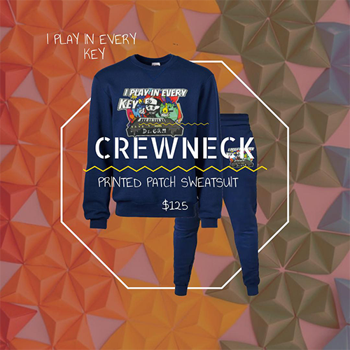 I Play In Every Key Crewneck Printed Patch Sweatsuit