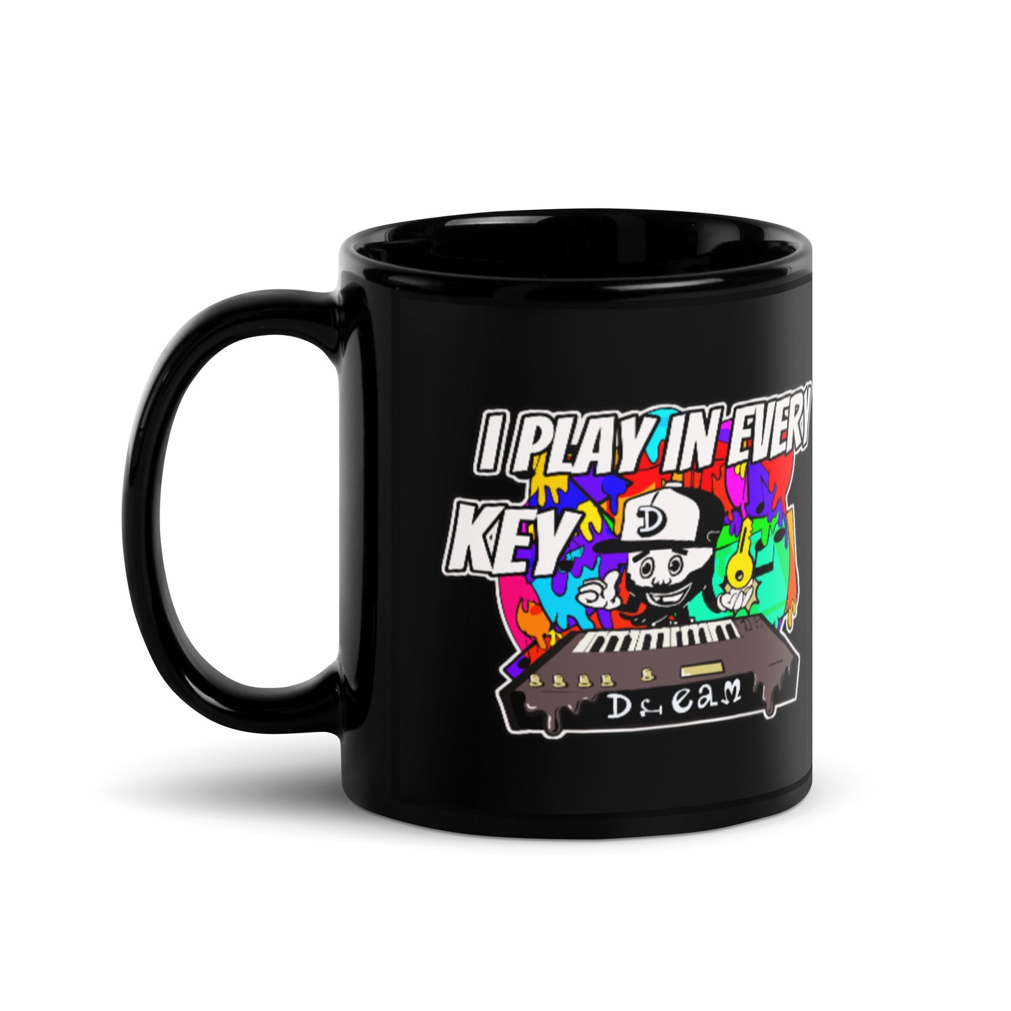 I Play In Every Key Black Glossy Mug