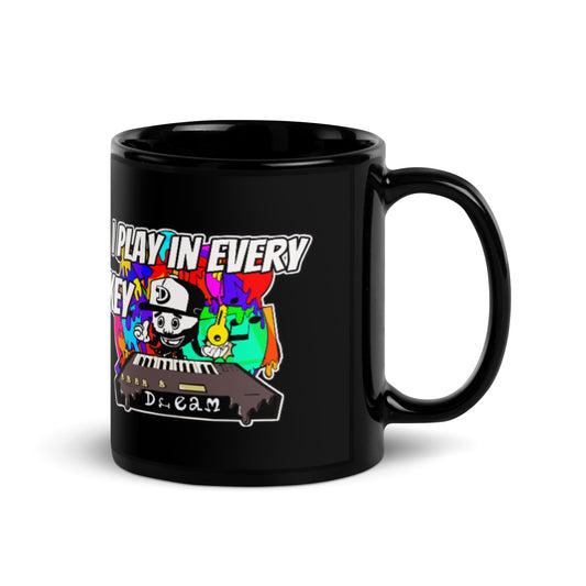 I Play In Every Key Black Glossy Mug