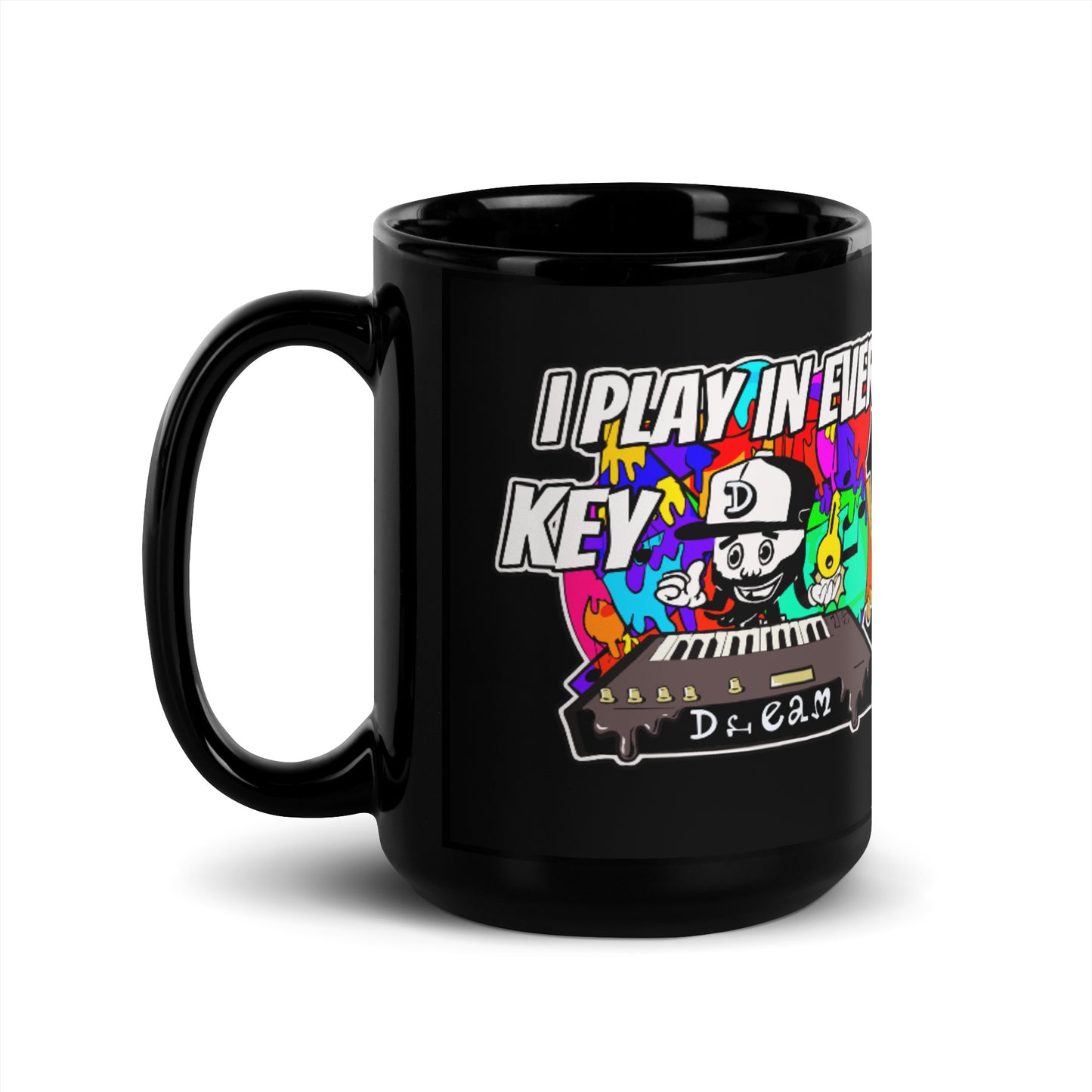 I Play In Every Key Black Glossy Mug