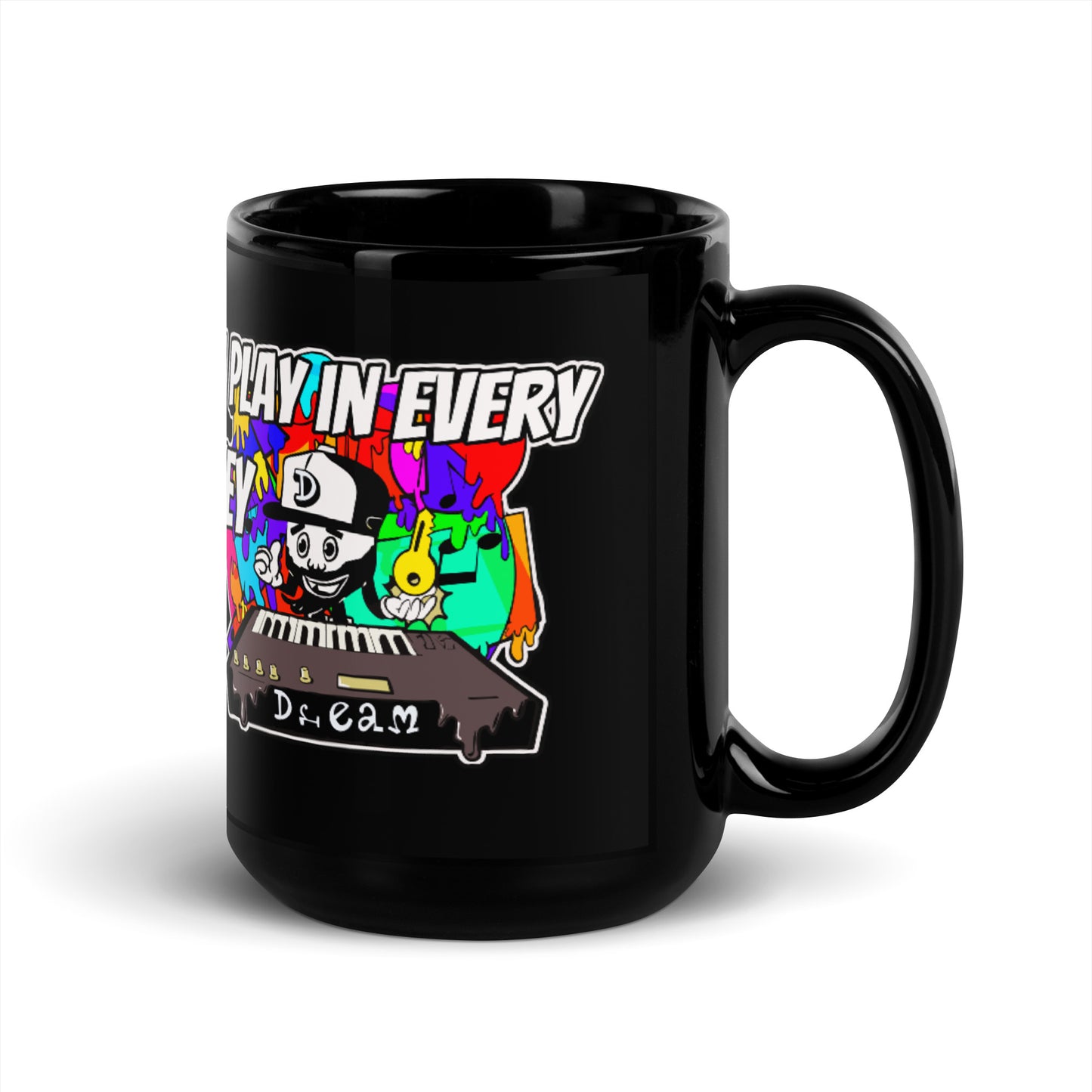 I Play In Every Key Black Glossy Mug